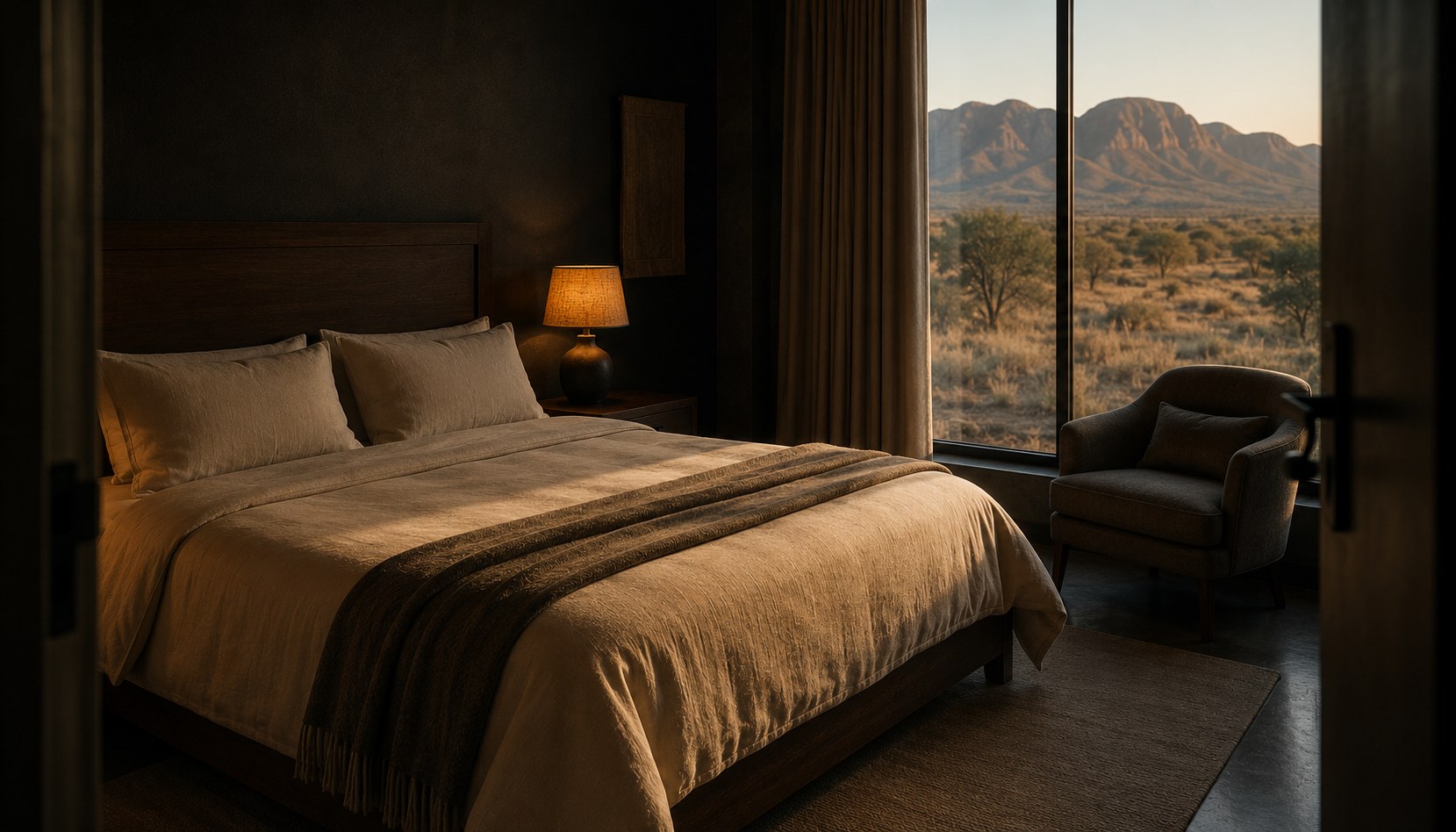 Chalet bedroom — wide view
