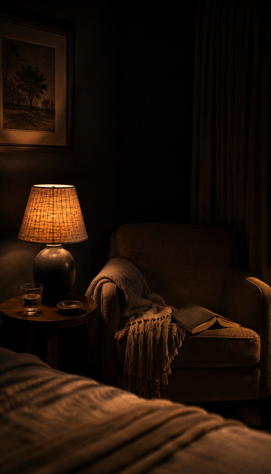 Warm lamp + wind-down corner
